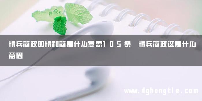 精兵简政的精和简是什么意思105条 精兵简政这是什么意思